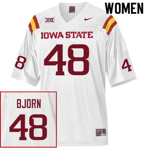 Women #48 Jack Bjorn Iowa State Cyclones College Football Jerseys Sale-White - Click Image to Close